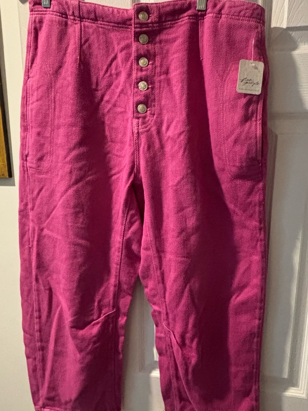 We The Free Button-Fly Cropped Jeans in Pink - Picture 4 of 5